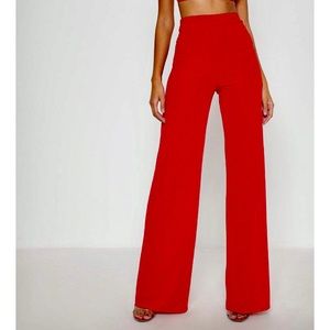 PLT Women’s Red Ribbed Wide leg pants